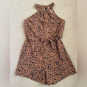 SHEIN Brown and Black Leopard Print Kids Romper